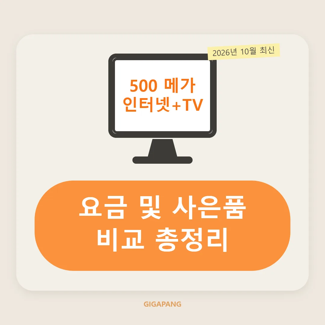 3사 500메가 인터넷+TV 요금 및 사은품 비교 총정리 (2026년 10월 기준) 글 속 참고 이미지 1/4