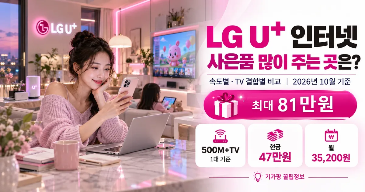 LG U+ 인터넷 사은품 많이 주는 곳은? 속도별·TV 결합별 비교 (2026년 10월 기준)