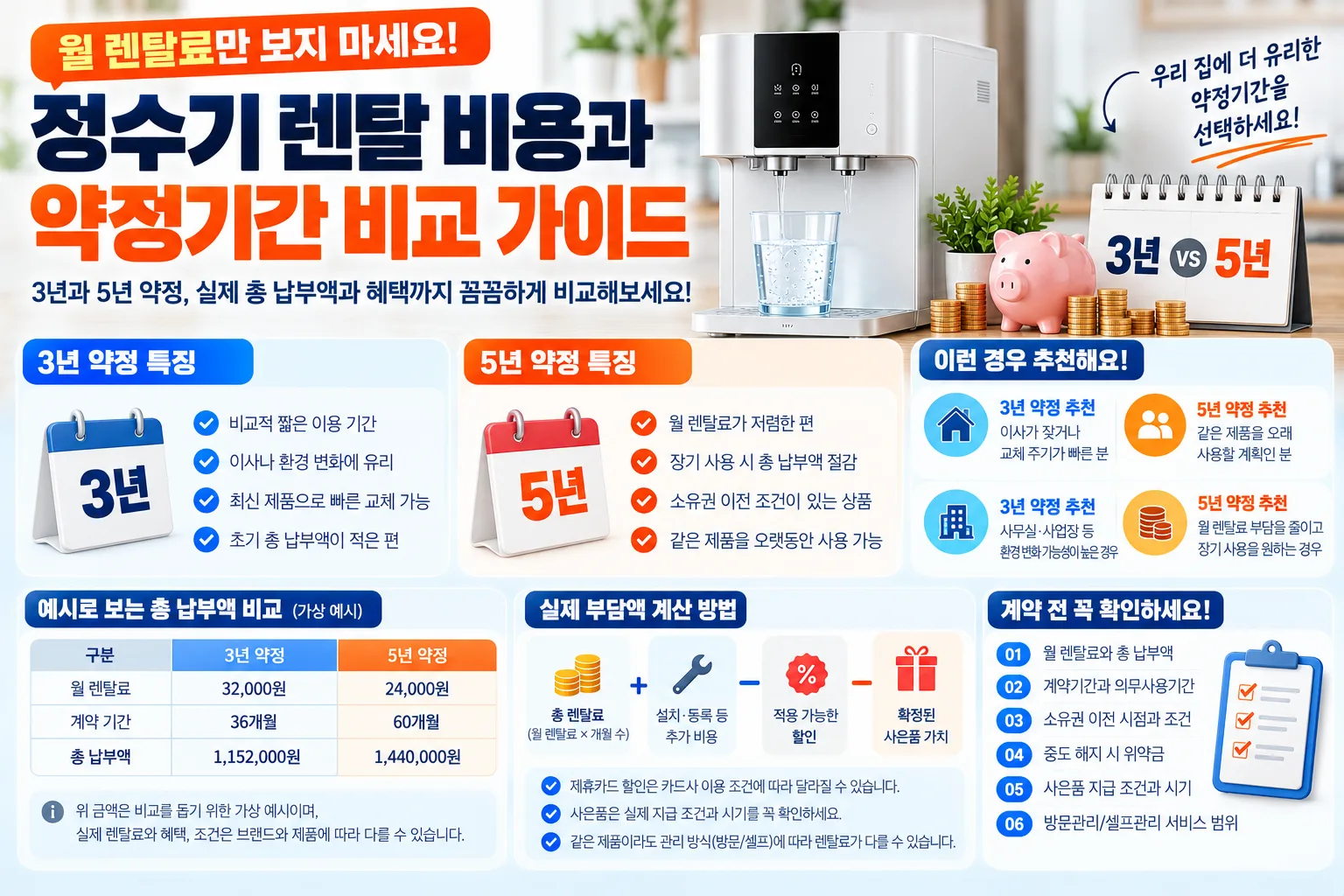 정수기 렌탈 비용과 약정기간 비교 가이드