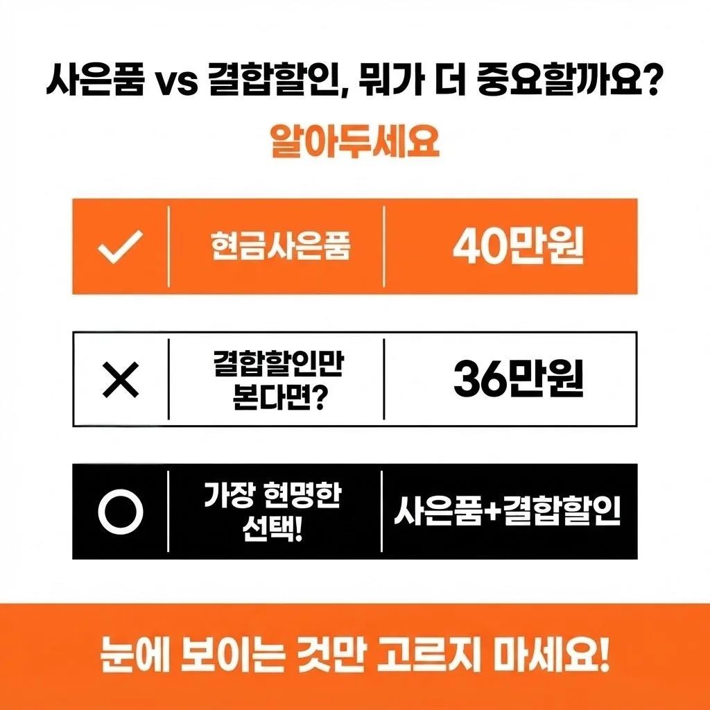 현금 사은품과 결합 할인 비교 설명 이미지