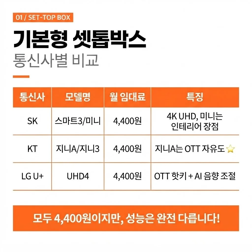 통신사별 셋톱박스 종류 비교: SK, KT, LG U+ 기본·프리미엄 모델 차이 글 속 참고 이미지 2/4