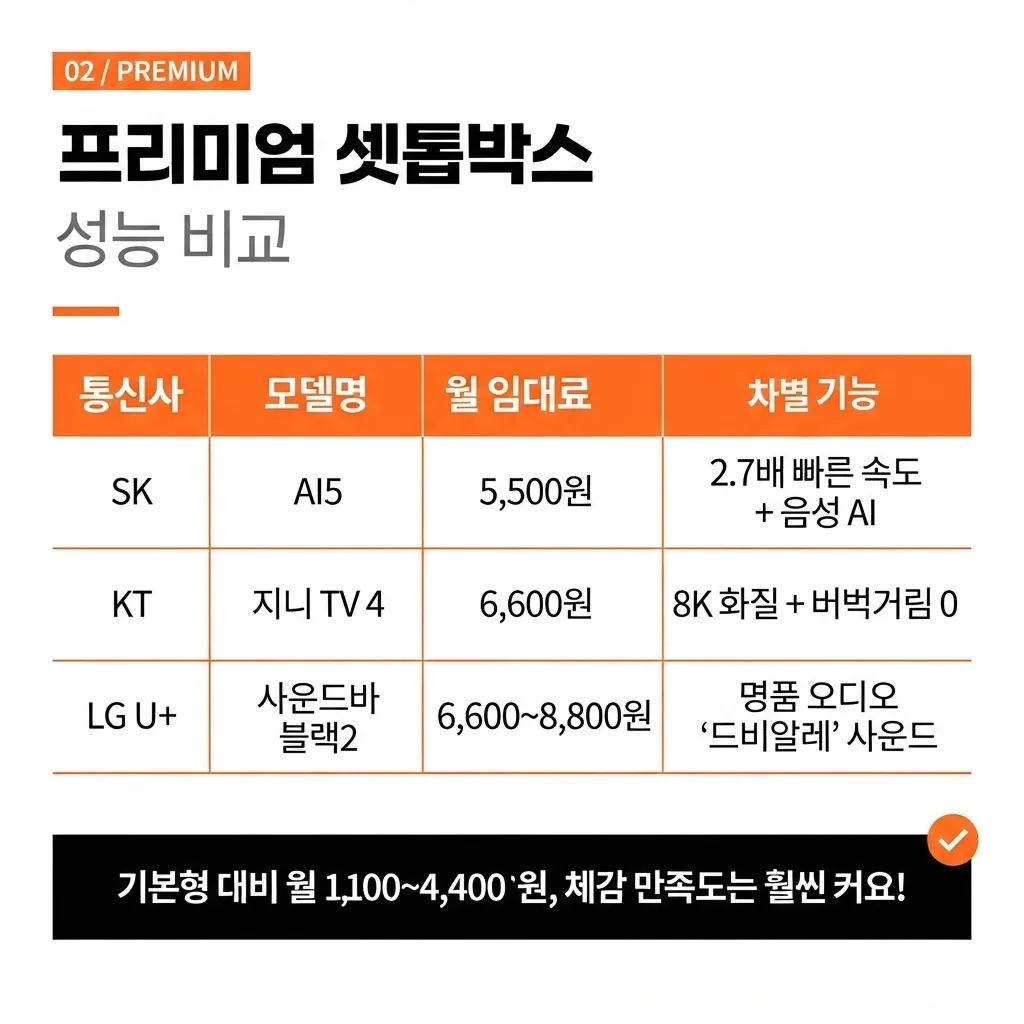 통신사별 셋톱박스 종류 비교: SK, KT, LG U+ 기본·프리미엄 모델 차이 글 속 참고 이미지 3/4