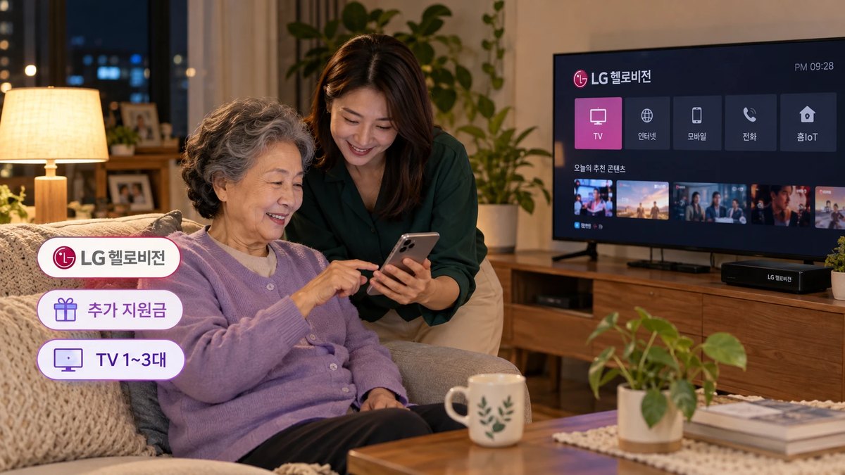 LG헬로비전 TV 1~3대 결합과 추가 지원금을 휴대폰으로 확인하는 가족