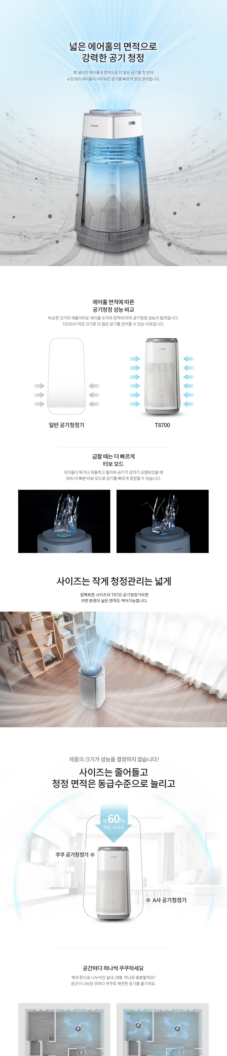 쿠쿠 인스퓨어 공기청정기 20평형 상세 2