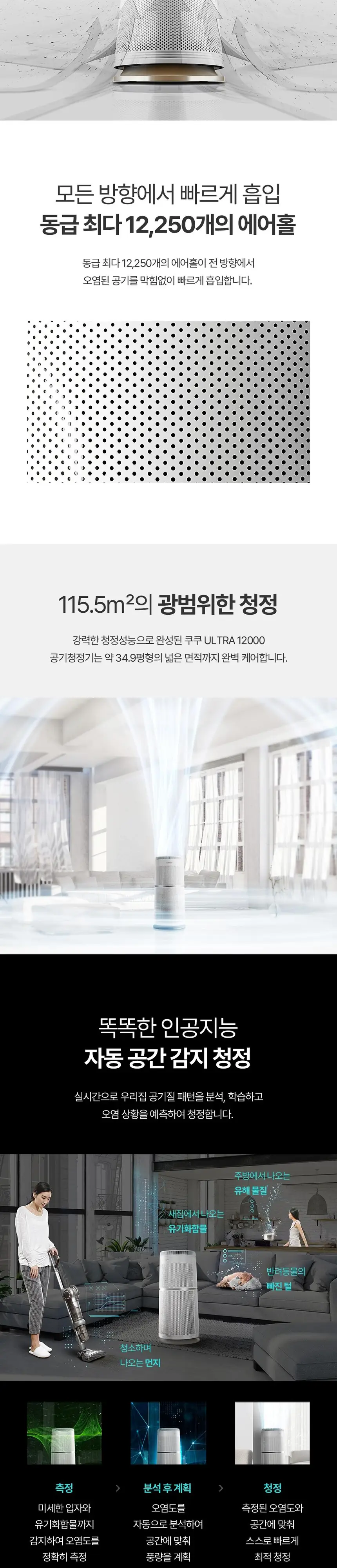 쿠쿠 울트라 공기청정기 헤파필터+탈취+극세필트 구성 34.9평형 AC-35U20FCG 상세 2