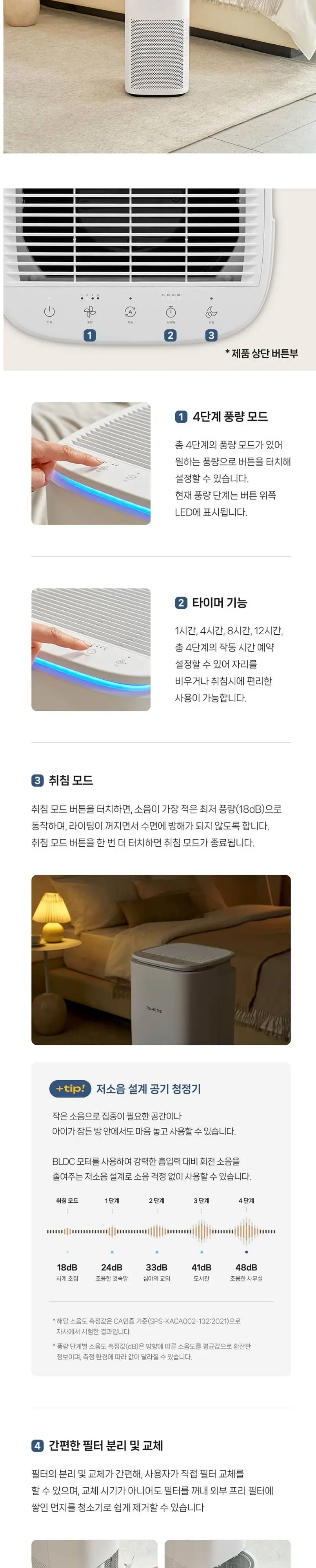 루헨스 15평 공기청정기 WHA-350 화이트 상세 6