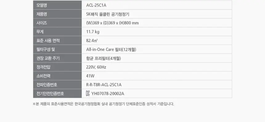 SK매직 25평 올클린 공기청정기 ACL25C1ASK 상세 40