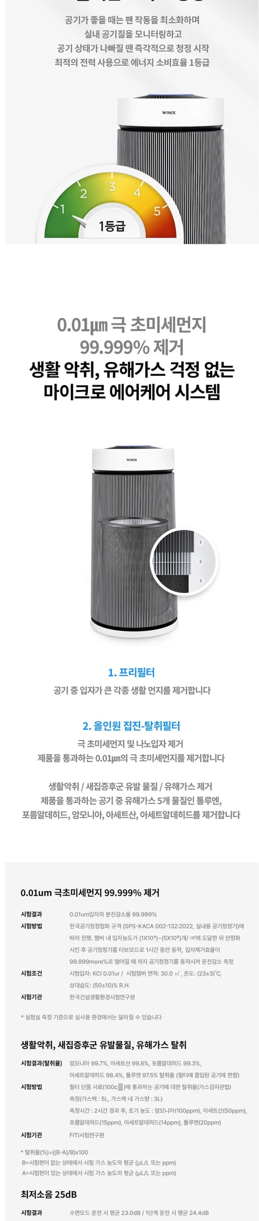 위닉스 타워프라임 플러스 공기청정기 35평형 (블랙) 상세 2