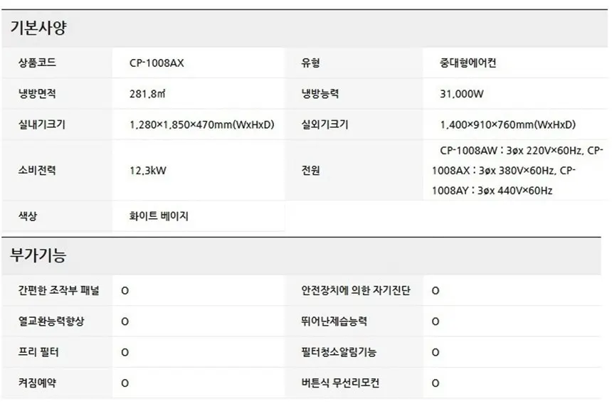 오텍캐리어 캐리어 업소용 스탠드 에어컨 85평형 CP-1008AXD 상세 1