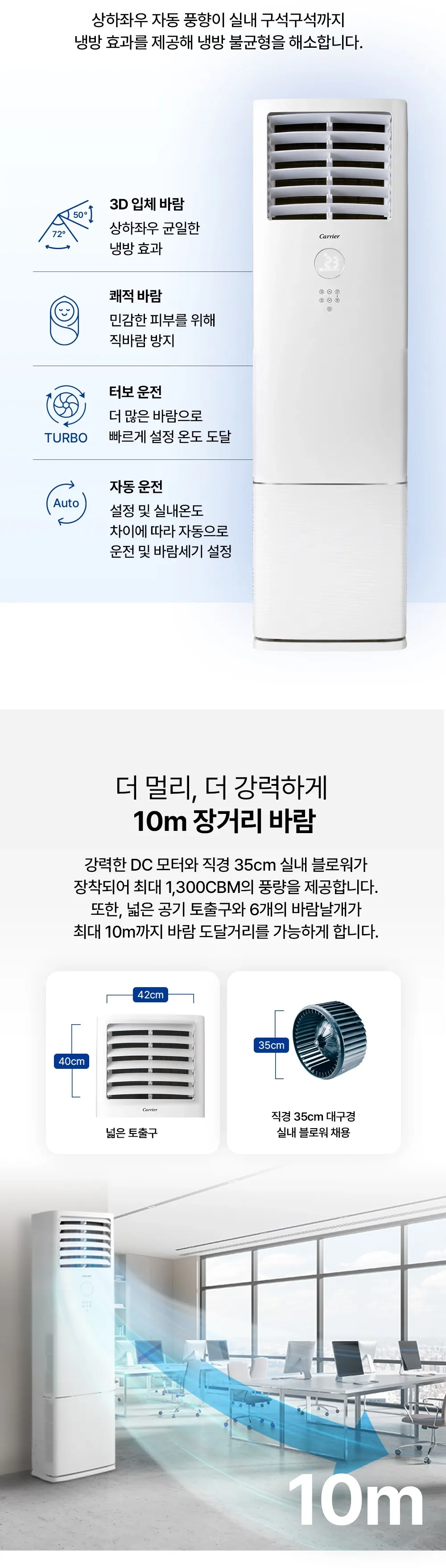 오텍캐리어 캐리어 냉방기 DA 스탠다드 18평 스탠드 에어컨 단상 상세 3