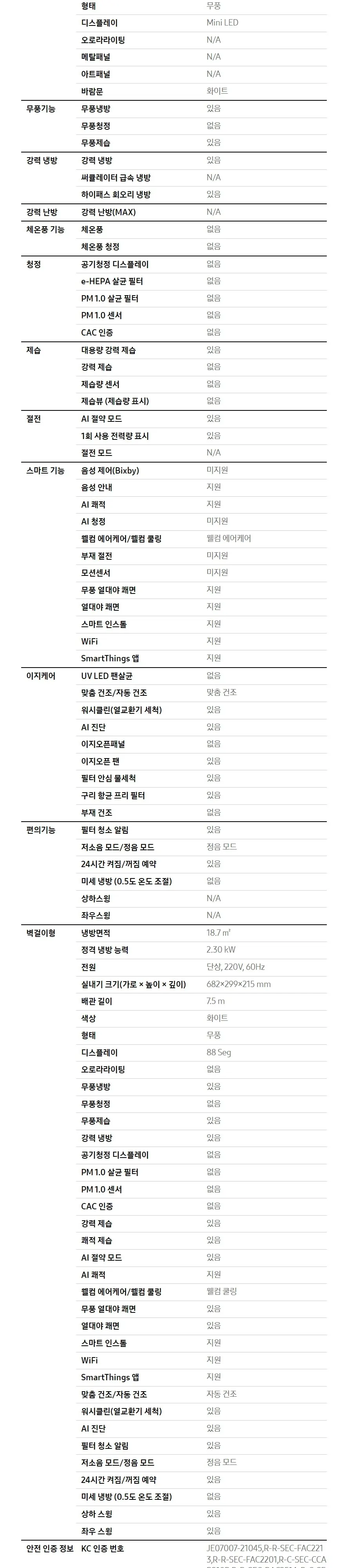 삼성클래식(홈멀티/일반)19평형+6평형 메탈 화이트/화이트(바람문) (AF70F19D11WRY)(매립배관) 상세 6