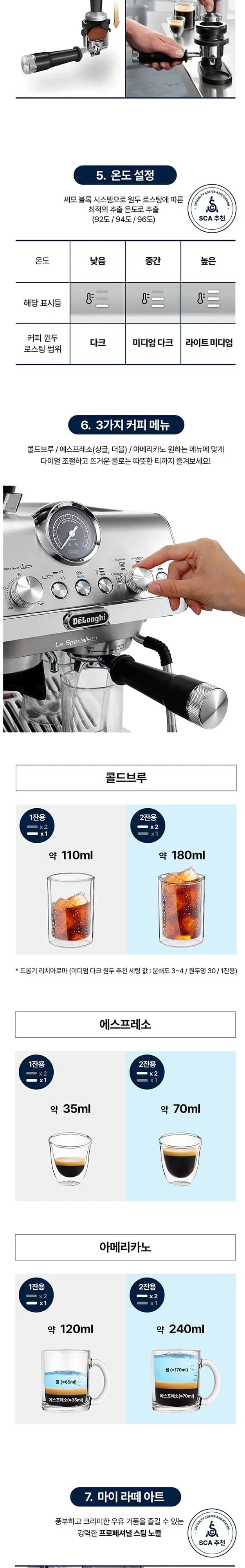 드롱기 라스페셜리스타 콜드브루 에스프레소 커피머신 실버 (KREC9255.M) 상세 4