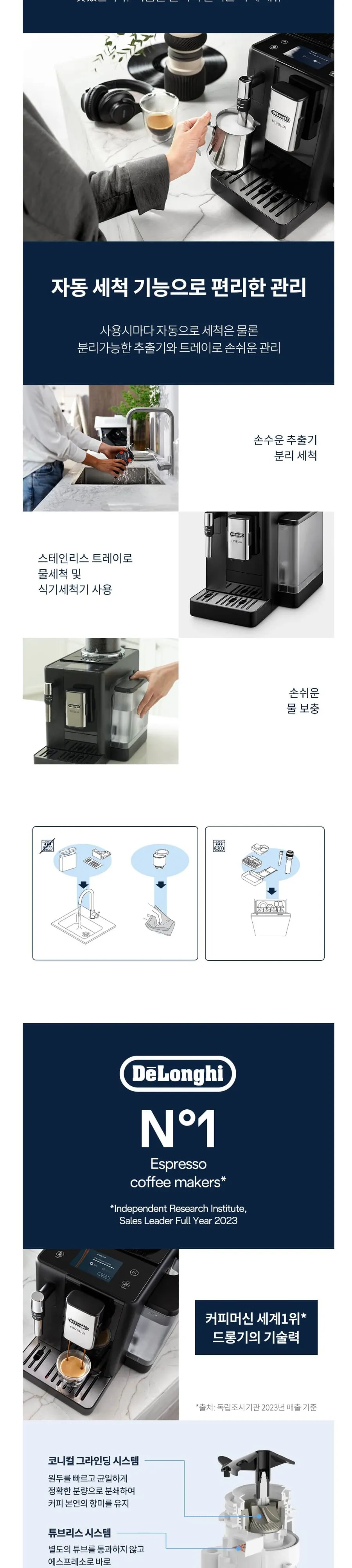 드롱기 리벨리아 전자동 에스프레소 커피머신 오닉스 블랙 (KREXAM440.35.B) 상세 6
