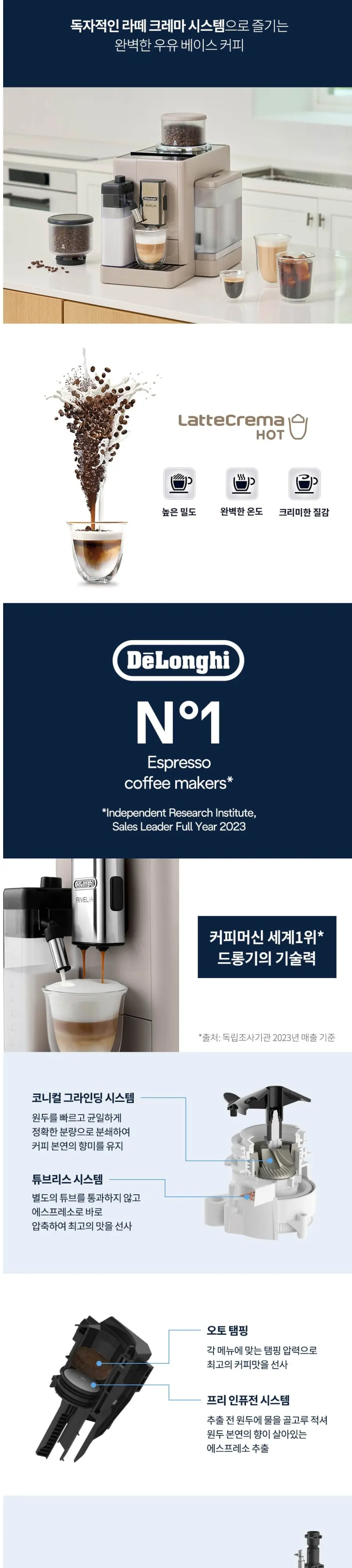드롱기 리벨리아 라떼 전자동 에스프레소 커피머신 샌드베이지 (KREXAM440.55.BG) 상세 5