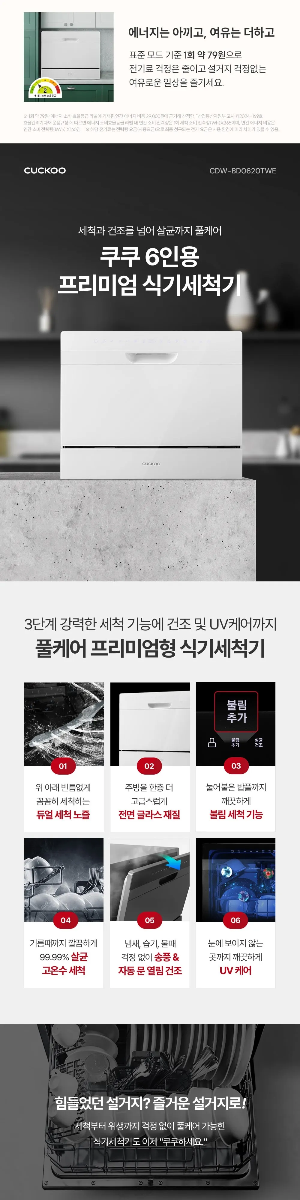 쿠쿠 식기세척기 6인용 CDW-BD0620TWE 상세 1
