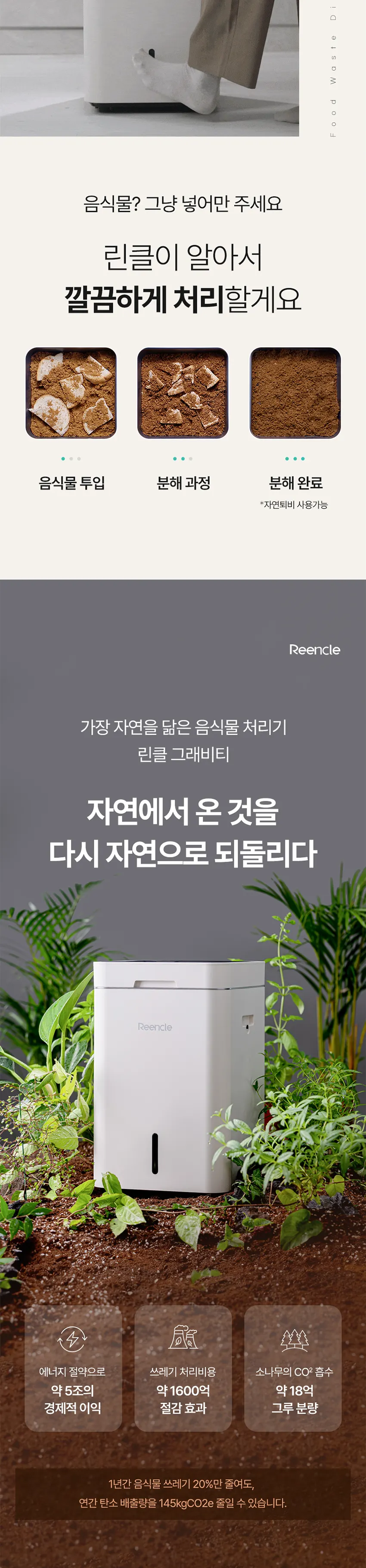 린클 음식물처리기 RC-GT500W(S) 실버 상세 5