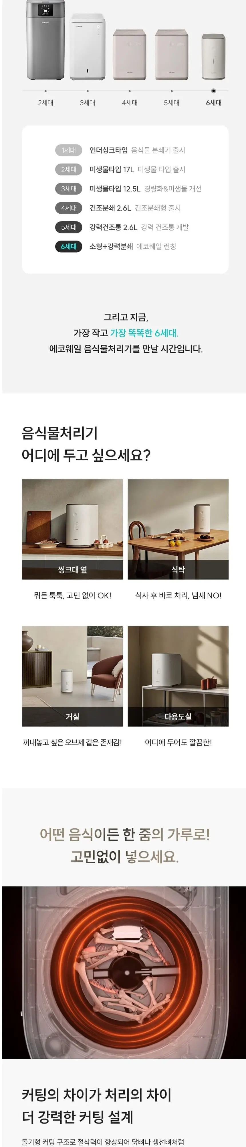 쿠쿠 에코웨일 건조분쇄형 강력건조통 음식물처리기 상세 3