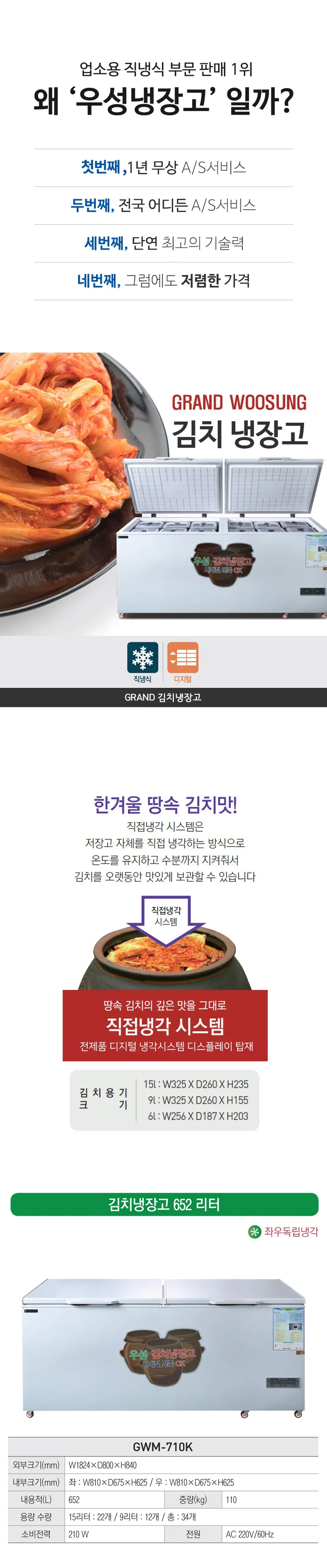 그랜드우성 김치 냉장고 652L 상세 1