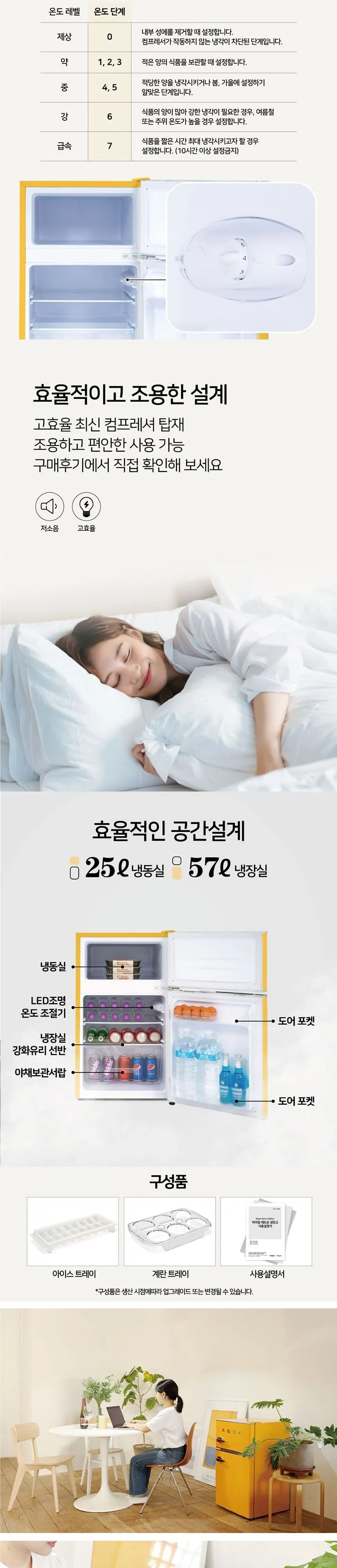 하이얼 아쿠아 레트로 냉장고 82L 크롬 옐로우 상세 4