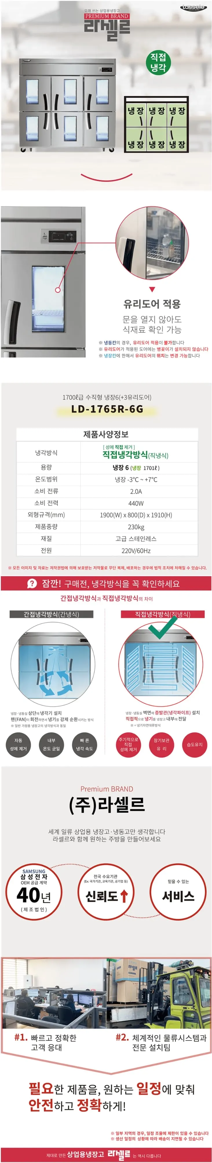 라셀르 직냉식 냉장고 1700L(유리도어+6) 상세 1