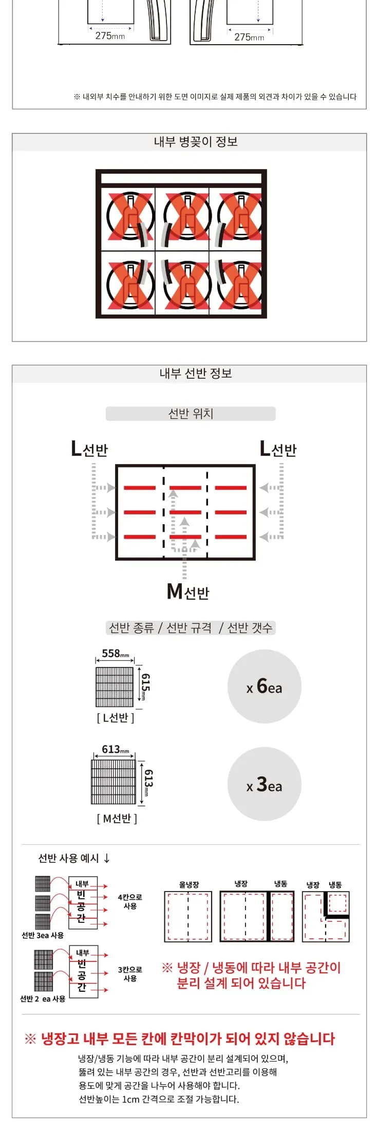 라셀르 직냉식 냉장고 1700L(유리도어+6) 상세 3