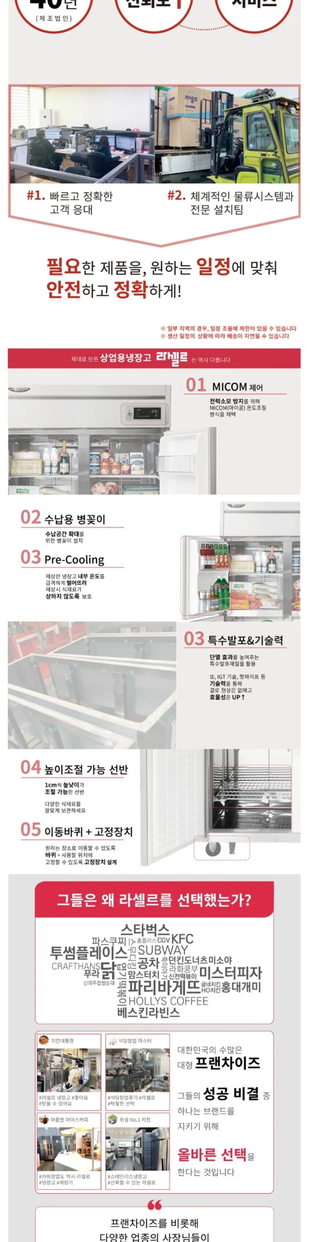 라셀르 간냉식 올스텐 45BOX 업소용 냉장고 1081L 상단 유리도어 (냉장4칸) 상세 2
