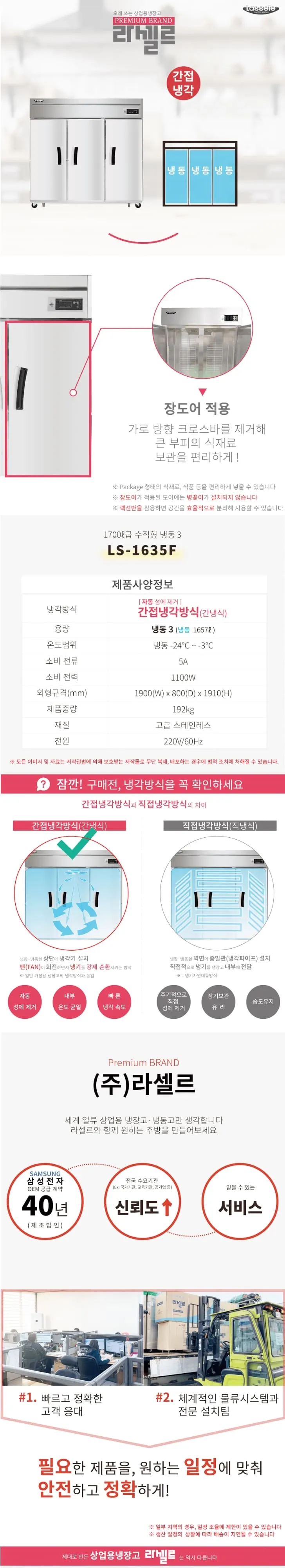 라셀르 업소용 65박스 냉장고 냉동3칸 (장도어) 상세 1