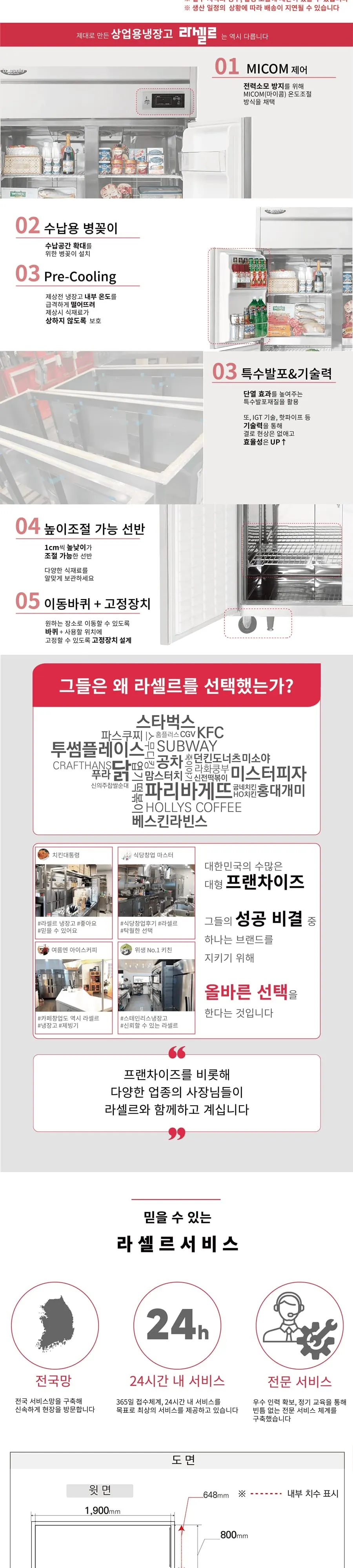 라셀르 65박스 업소용 냉장고 (냉장4칸냉동2칸) 상세 2