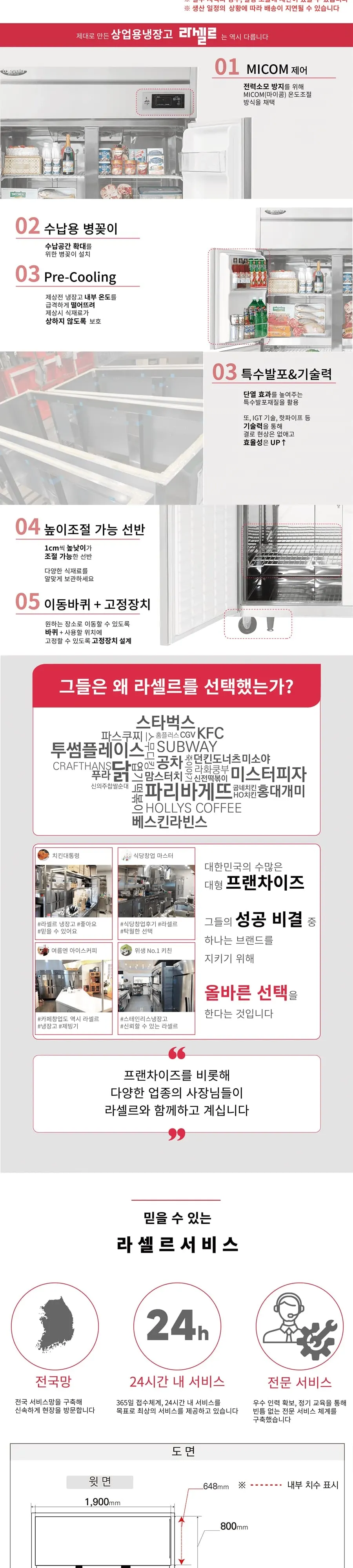 라셀르 65박스 업소용 냉장고 (냉장6칸) 상세 2
