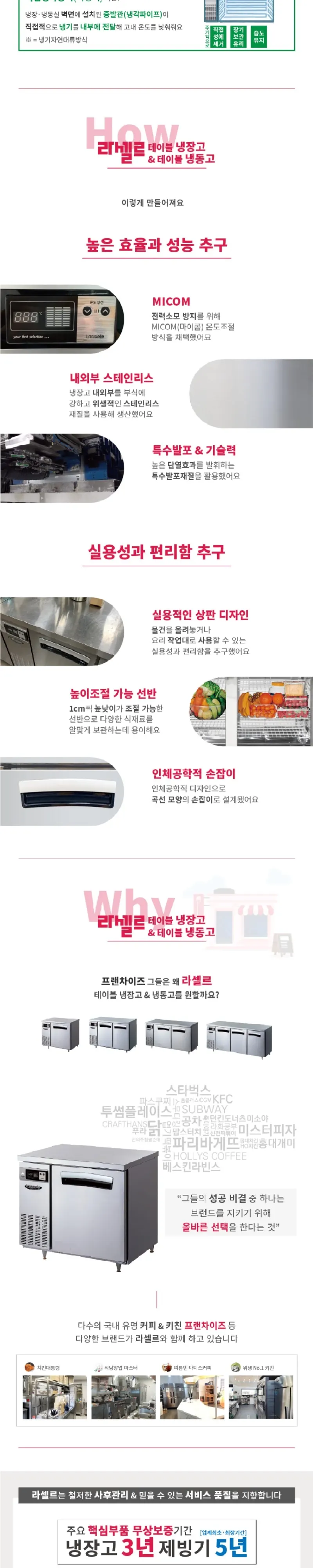 라셀르 간냉식 테이블 냉장고 336L (올스텐) 상세 2