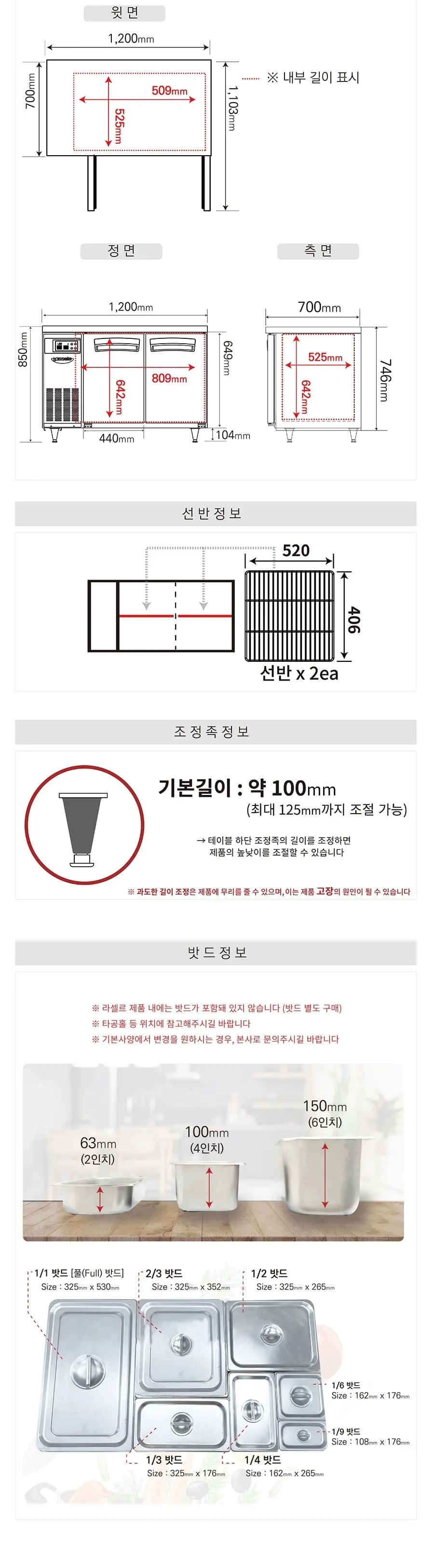 라셀르 간냉식 반찬 테이블 냉장고 288L (올스텐) 상세 3