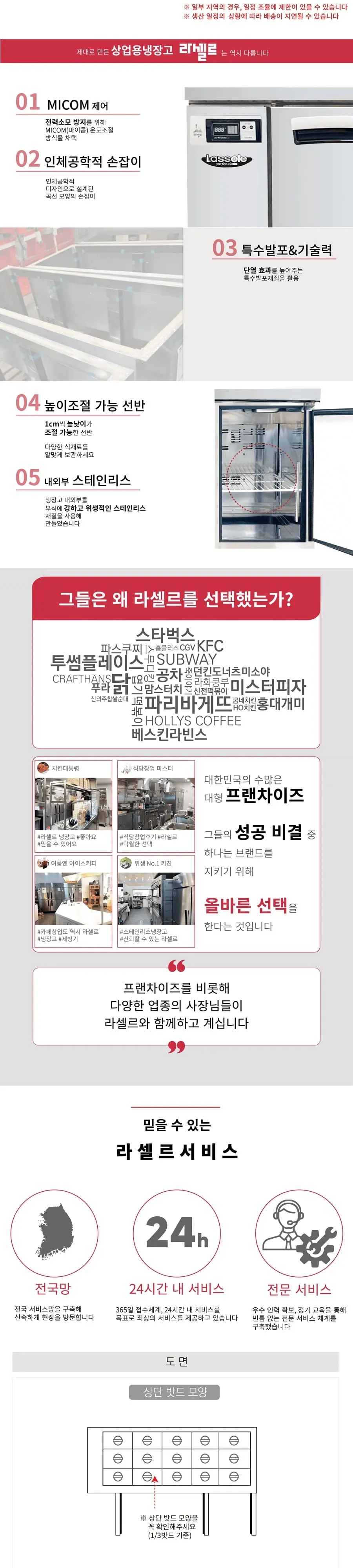 라셀르 간냉식 반찬 테이블 냉장고 468L (올스텐) 상세 2