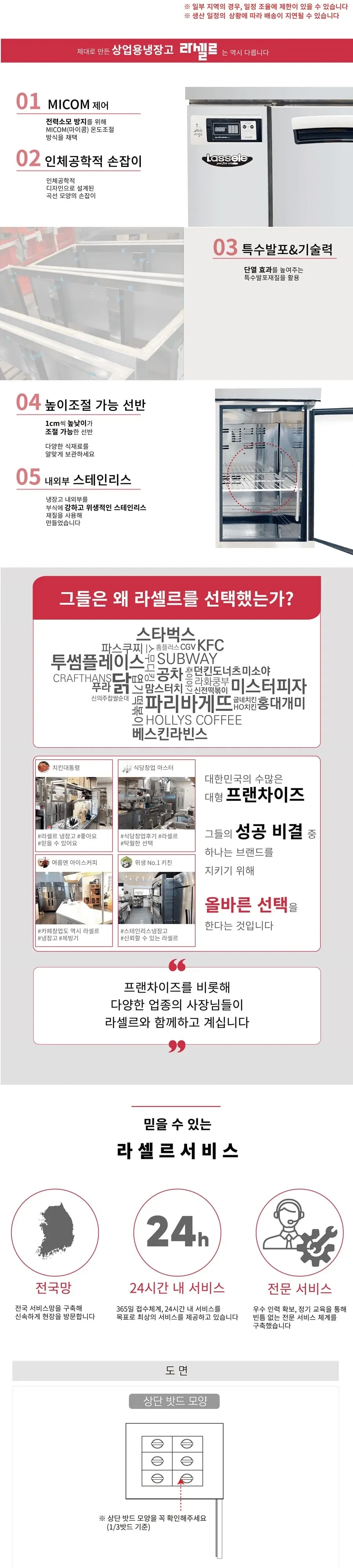 라셀르 간냉식 반찬 테이블 냉장고 210L (올스텐) 상세 2