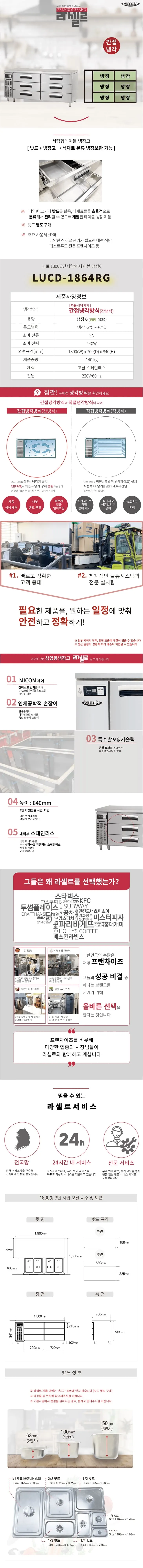 라셀르 업소용 높은서랍형 냉장테이블 1800 상세 1