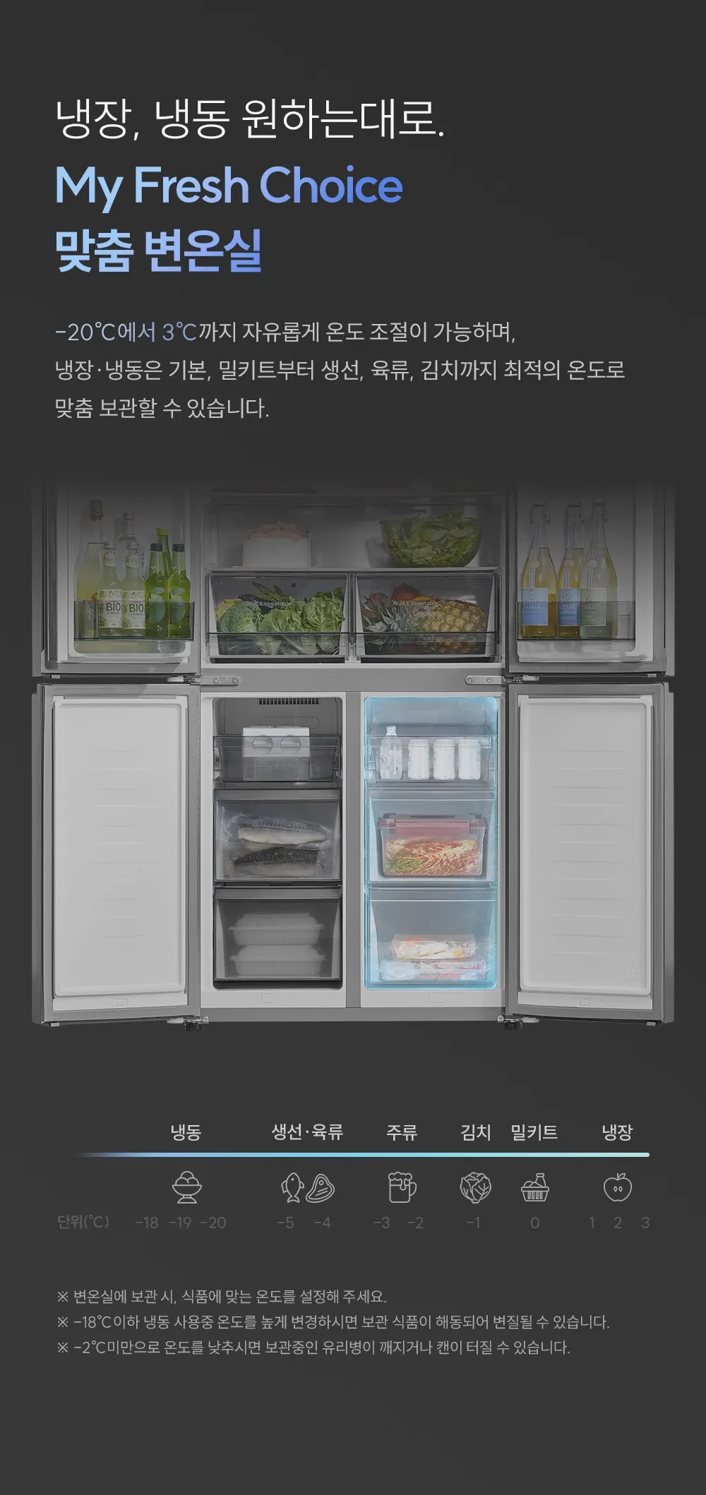 쿠쿠 미식 컬렉션 4도어 냉장고 477L 실버 상세 5