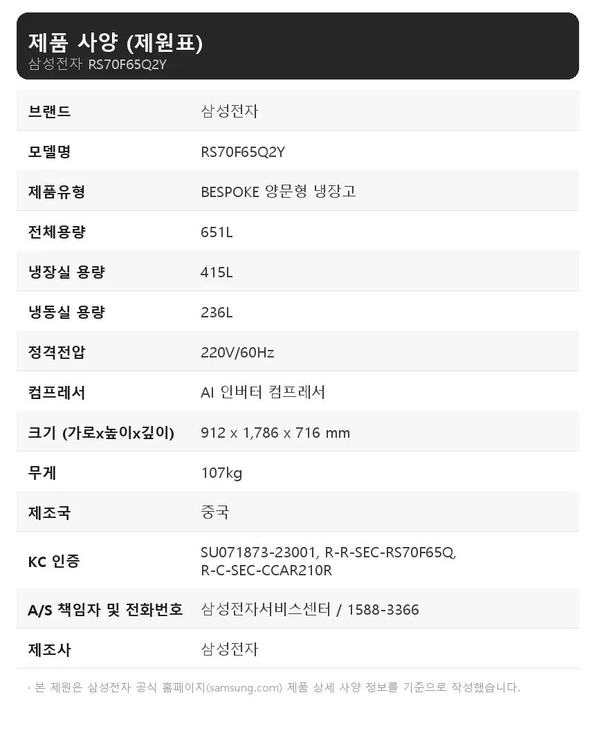 삼성 비스포크 양문형 냉장고 651L 상세 6
