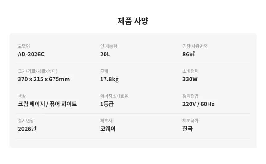 코웨이 인버터 제습기 20L 상세 16