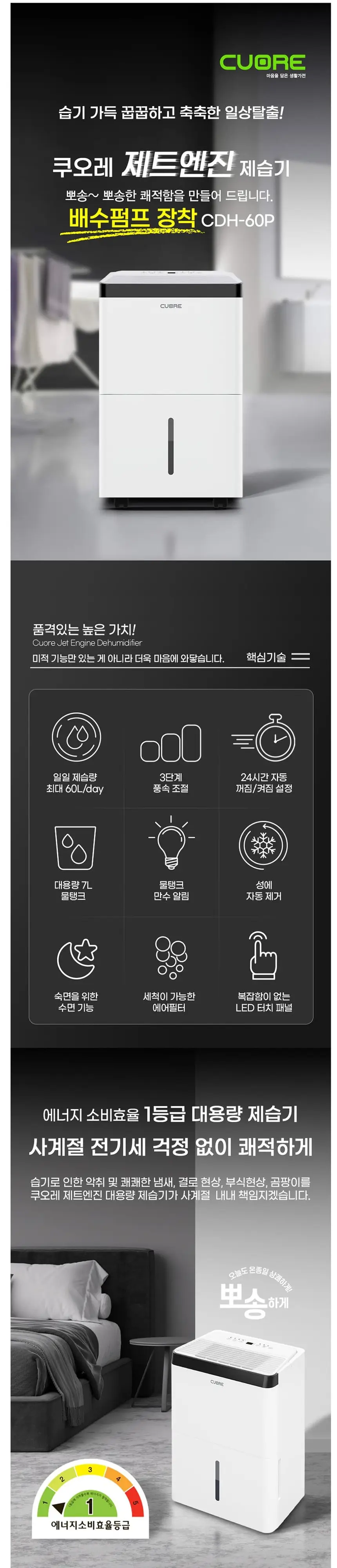 쿠오레 제습기 CDH-60P 화이트 상세 1
