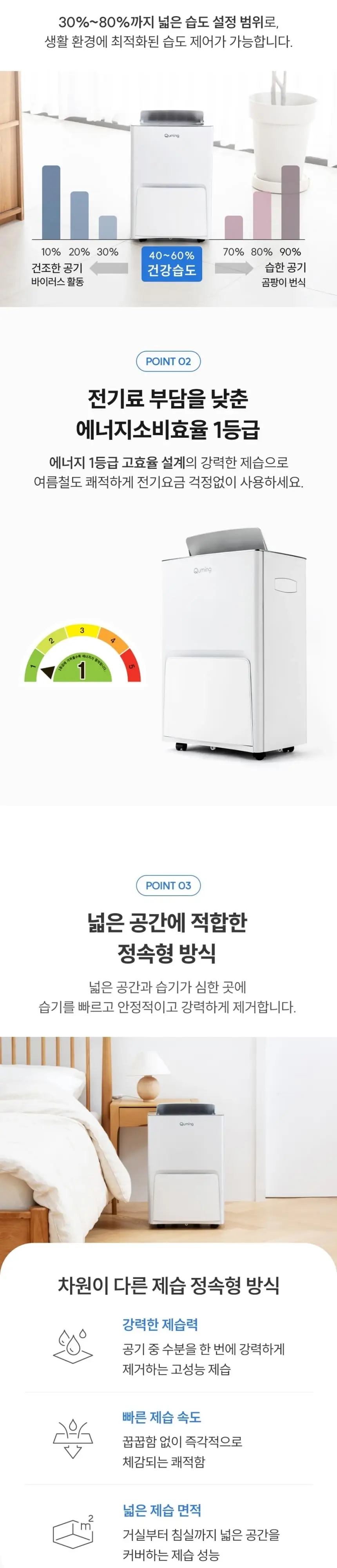현대큐밍 18L 제습기 화이트 상세 2