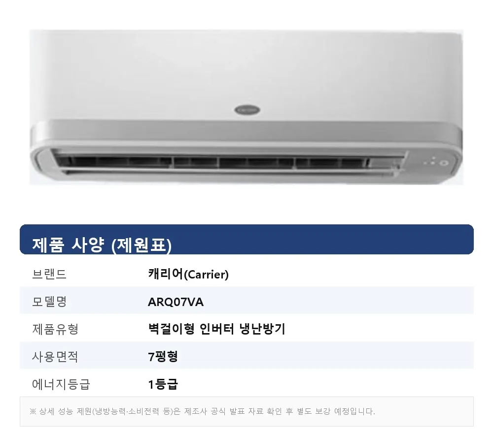 오텍캐리어 캐리어 냉난방기 벽걸이형 인버터 7평형 상세 1