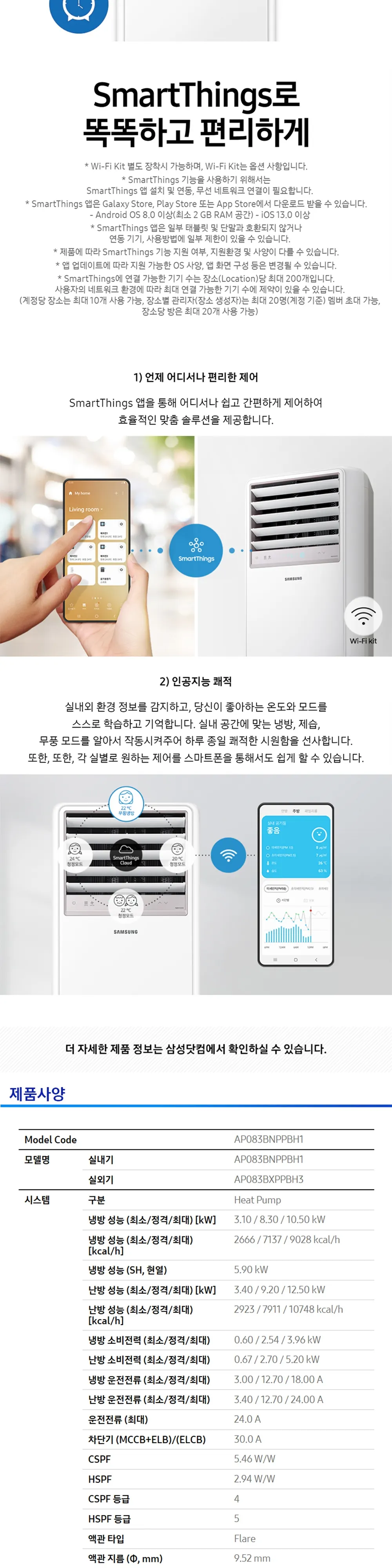 삼성 업소용 중대형 냉난방기(AP083BAPPBH2) 스탠드 23평형 (25.09) 상세 3