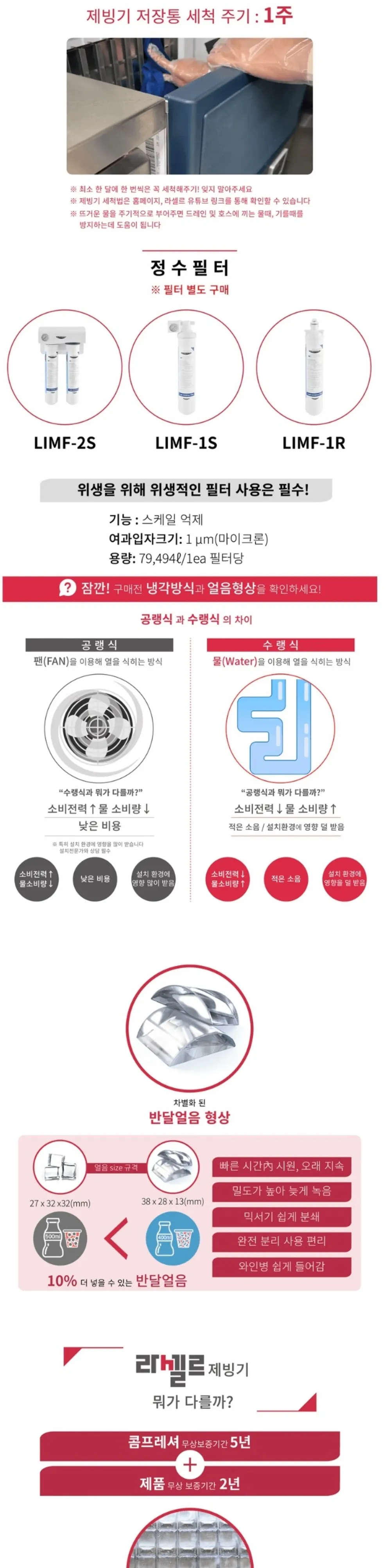 라셀르 수랭식 반달얼음 제빙기 스탠드형 219KG/ 저장167KG +추가 저장고 대형 상세 2