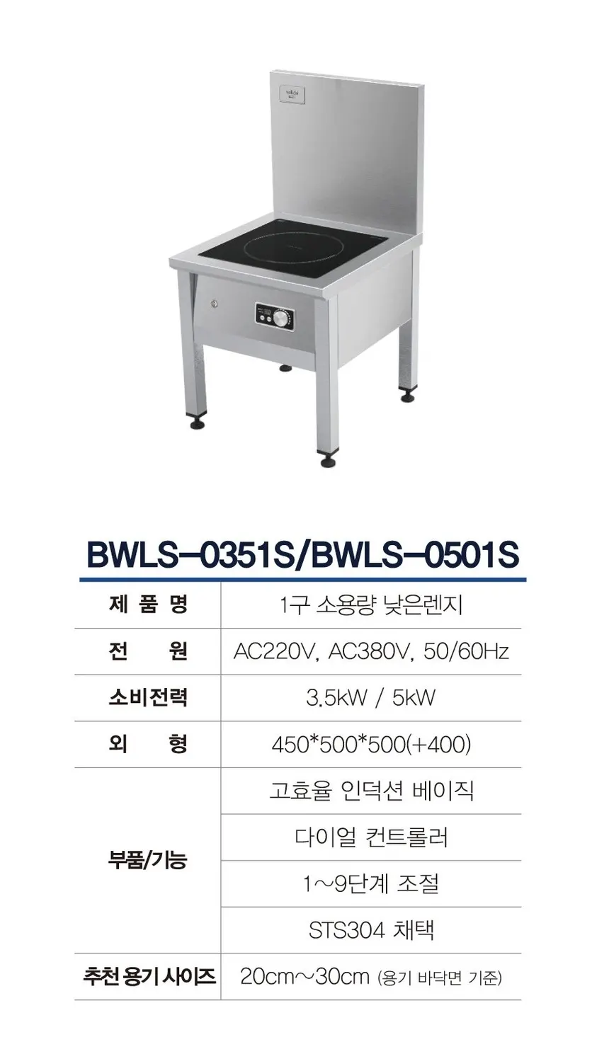 웰치 1구 낮은렌지 인덕션 3.5kW 상세 1