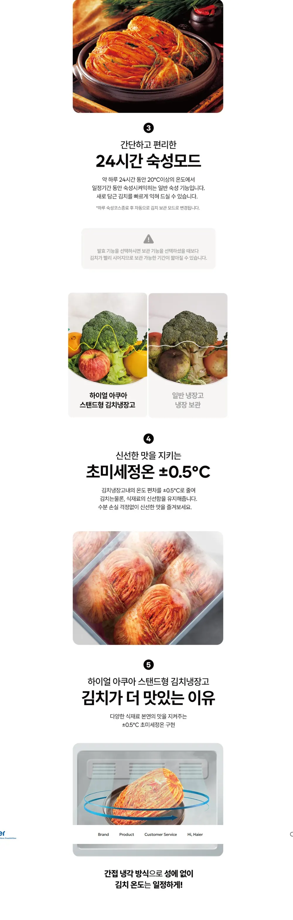 하이얼 스탠드형 김치냉장고 1도어 150L 화이트 상세 7