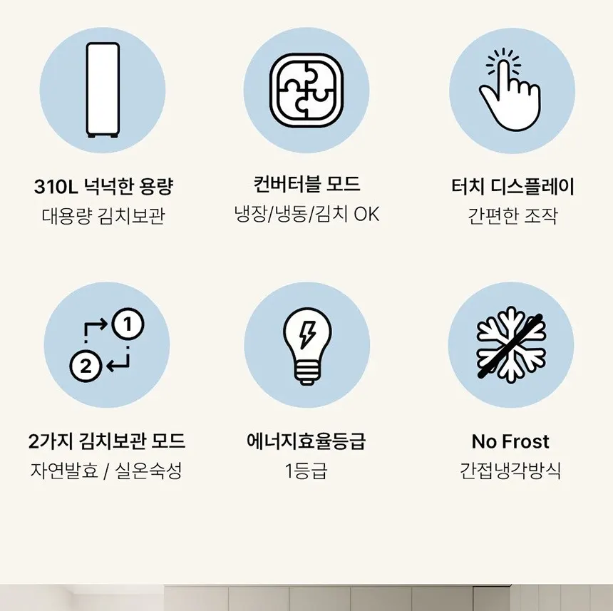 하이얼 아쿠아 스탠드형 1도어 김치냉장고 310L 메탈 상세 3