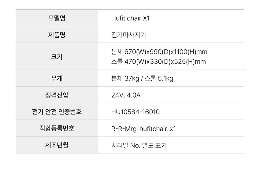 휴핏 안마의자 X1 민트 상세 7