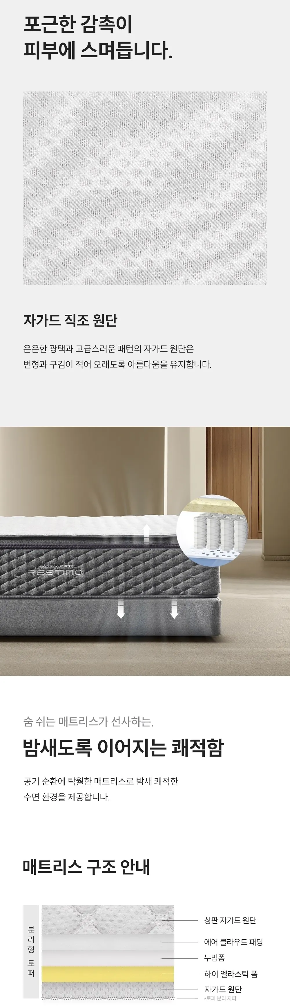 쿠쿠 레스티노 유로탑 미디엄 매트리스 슈퍼싱글 CRM-C01SEMSS 상세 3
