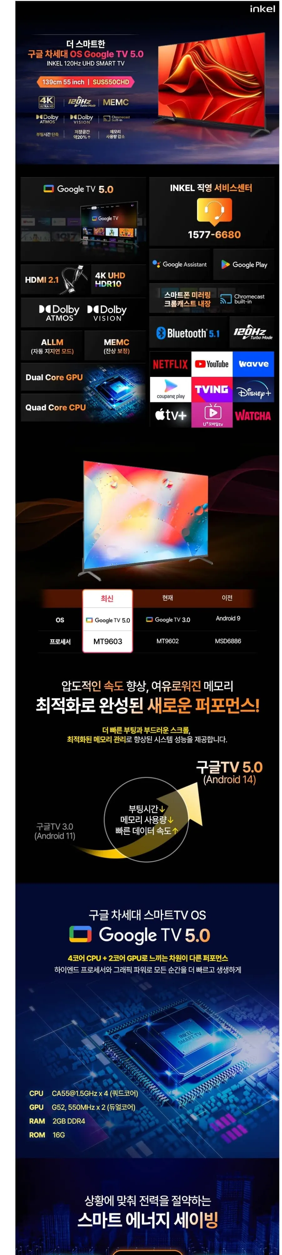 인켈 UHDTV 55인치 SUS550CHD 블랙 상세 1