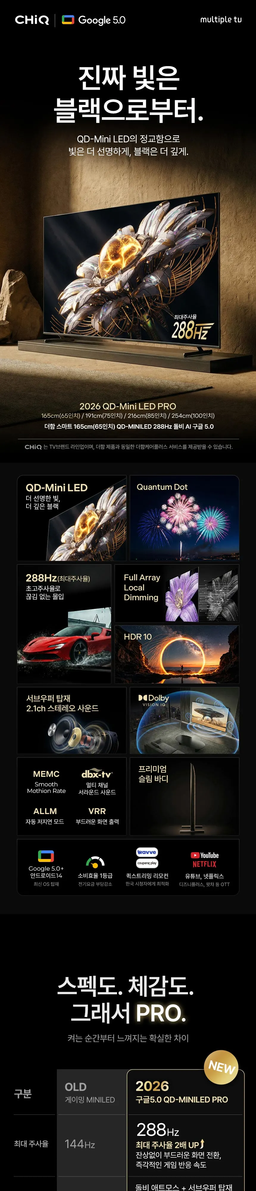 더함 구글 5.0, QD-MINILED CHiQ TV 65인치 (스탠드) G654MINIQ-5.0 ST 상세 1