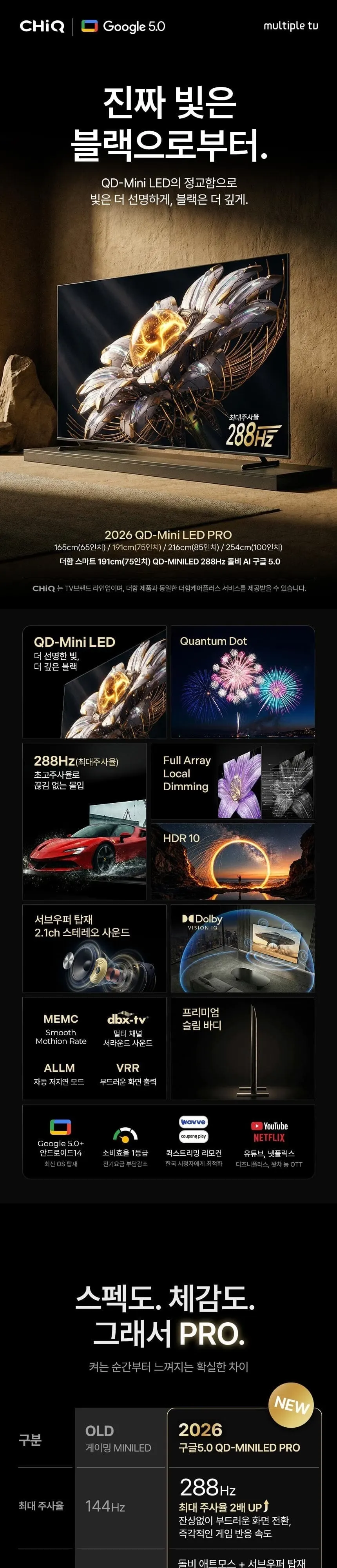더함 구글 5.0, QD-MINILED CHiQ TV 75인치 (스탠드) 상세 1
